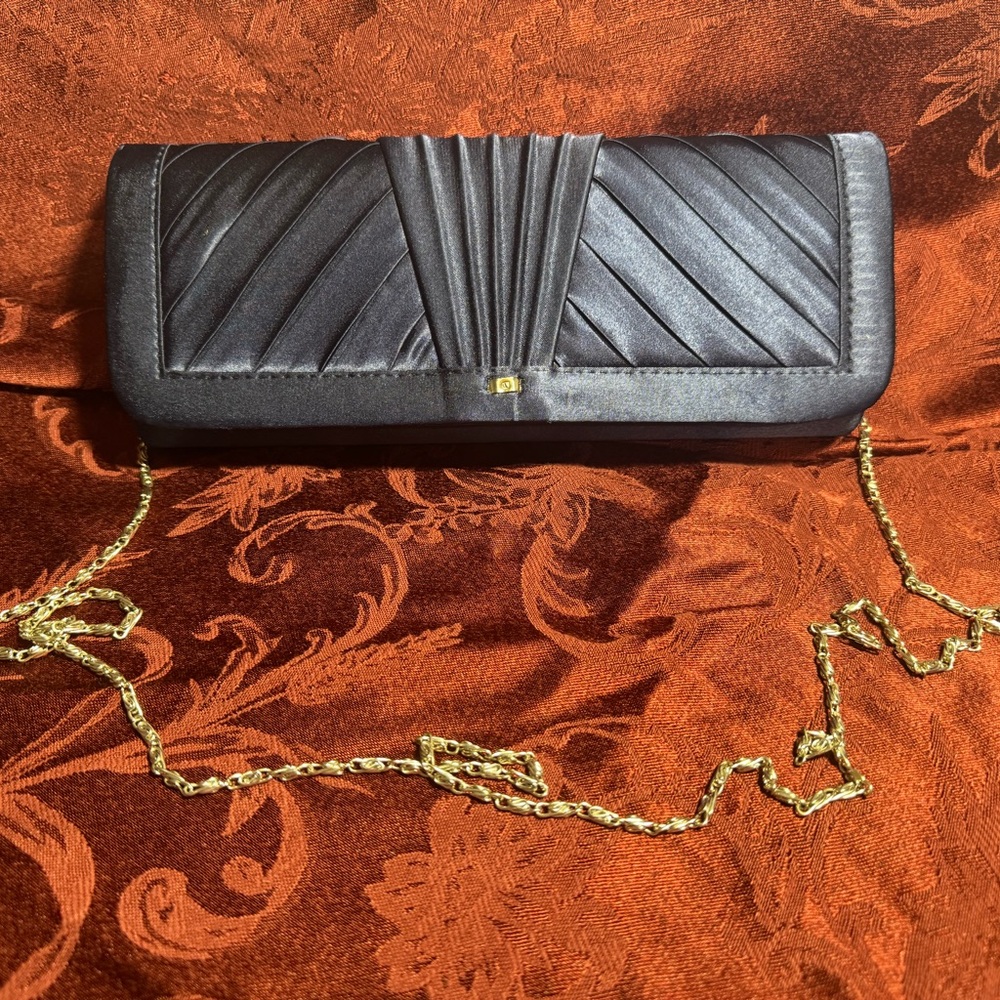 *So Classy!* Jacqueline Ferrar Elegant Blue Clutch with Silver Chain